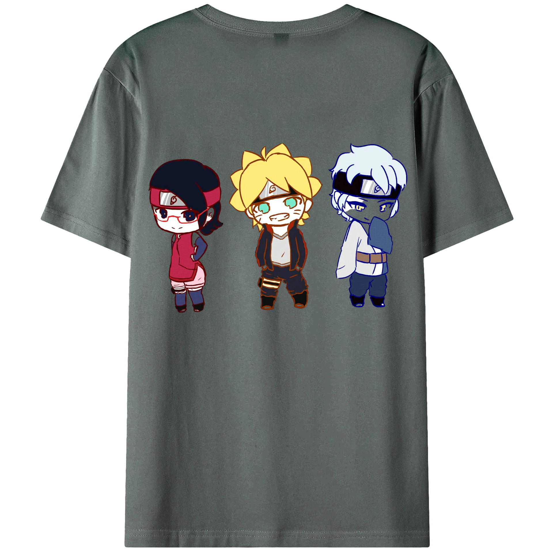 （画像用） NARUTO -ナルト- うずまき ボルト Uzumaki Boruto 綿100％ メンズ半袖Tシャツ（バックプリント） 通気性